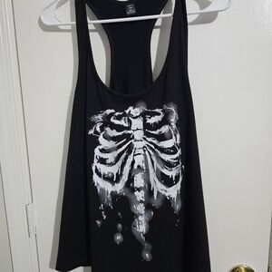 Black Ribcage Graphic Scoop Neck Tank